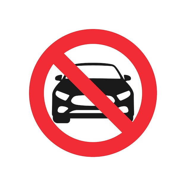 Prohibición de icono de vector de coches. No hay señal de estacionamiento de automóviles. Ilustración vectorial eps 10