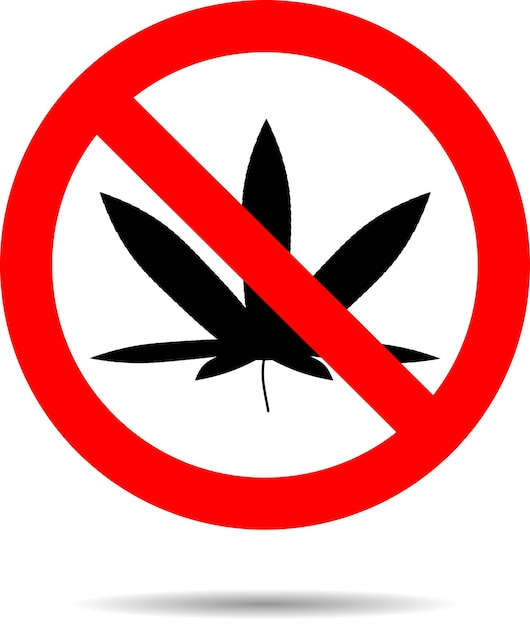 Prohibición de marihuana Advertencia de cannabis y cáñamo e ilustración vectorial prohibida