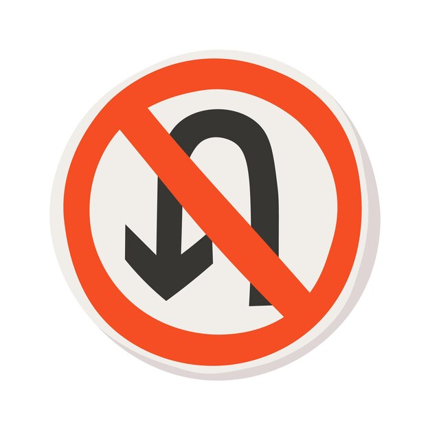 Prohibición de señales de tráfico icono plano Uturn está prohibido