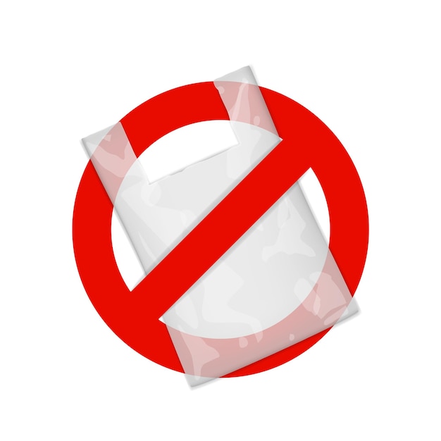 Prohibición Signo Símbolo Logotipo Paquete de plástico reducido