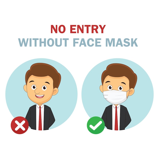 Prohibida la entrada sin la ilustración de la máscara facial