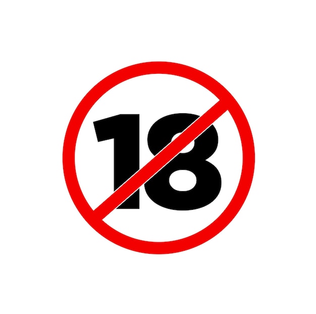 Prohibido 18 años vector icono 18 dígitos símbolo prohibido