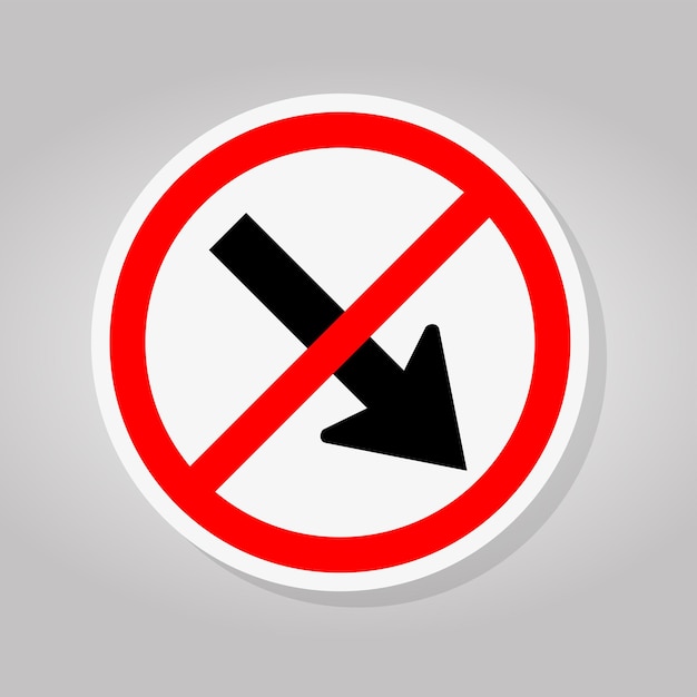 Prohibido Mantenga a la derecha por la flecha Círculo rojo Señal de tráfico aislado en fondo blanco Ilustración vectorial