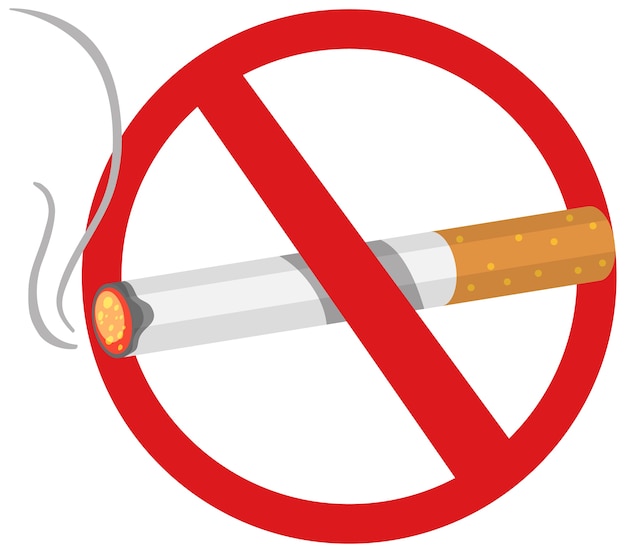 Prohibido el tabaco o las quemaduras de cigarrillos aislado sobre fondo blanco.