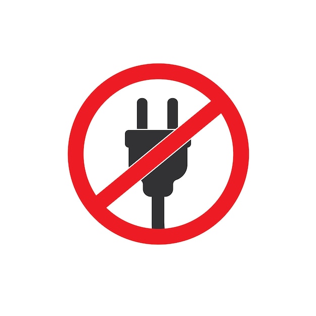 prohibido usar el icono del enchufe de alimentación, ilustración vectorial