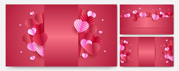 Promo Web Banner Antecedentes para la venta del día de San Valentín Hermosos corazones rojos y rosas Vector