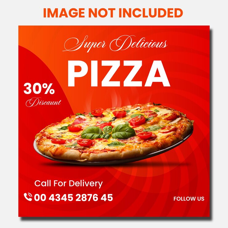 promoción de alimentos de pizza en las redes sociales y diseño de plantillas de publicaciones de banners de Instagram