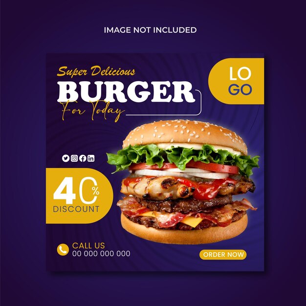 Vector promoción de alimentos en las redes sociales y diseño de banners de instagram