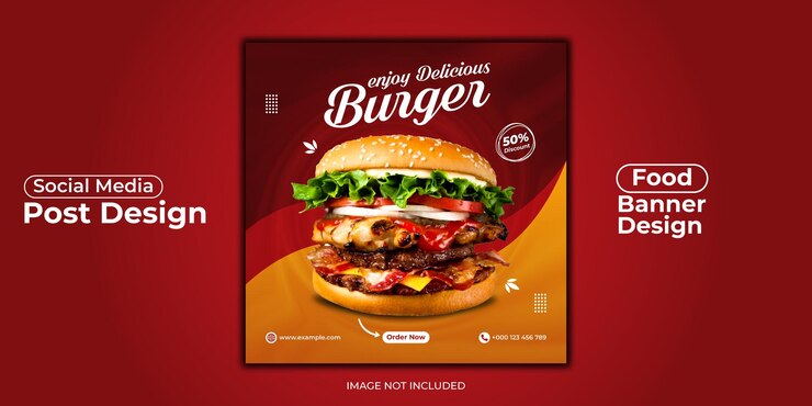 Promoción de alimentos en redes sociales y diseño de publicaciones de banner de instagram.