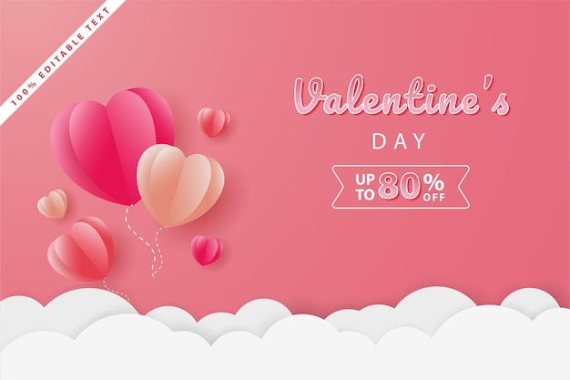 Promoción de banner de feliz día de san valentín