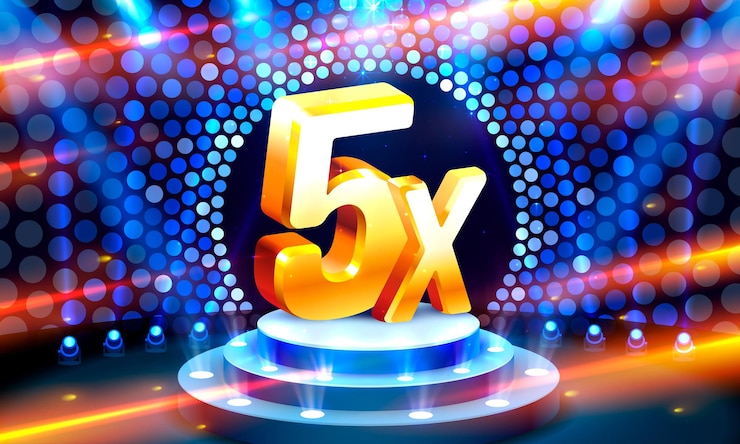Vector promoción de banner de ganador 5x
