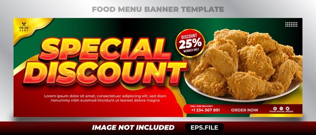 Vector promoción de banner de venta de alimentos de diseño plano descuento especial 05