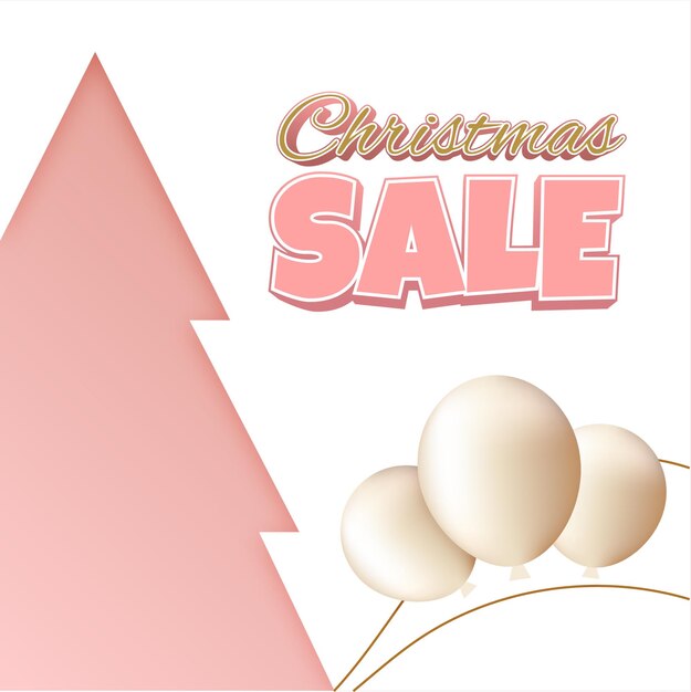 Promoción de banner de venta de navidad con elementos 3D color rosa