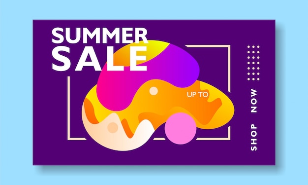 Promoción de banner de venta de verano con forma abstracta ilustración colorida