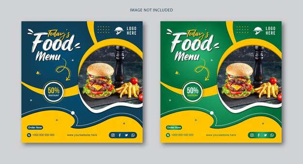 Promoción de comida rápida en redes sociales y plantilla de diseño de volante de publicación de instagram