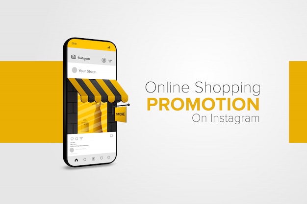 Promoción de compras en línea en la aplicación móvil de redes sociales.