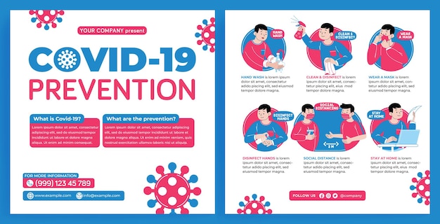 Promoción de Covid19 en Instagram en estilo de diseño plano