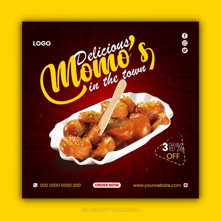 Vector promoción de delicious food en las redes sociales y plantilla de diseño de post de banner de instagram
