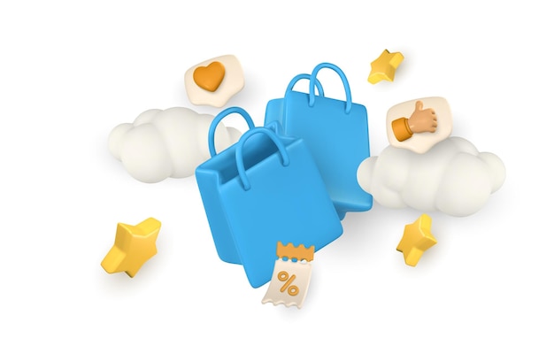 Promoción de descuento en el carrito de compras concepto de venta de compras Bolsa de compras para compra y venta Vector