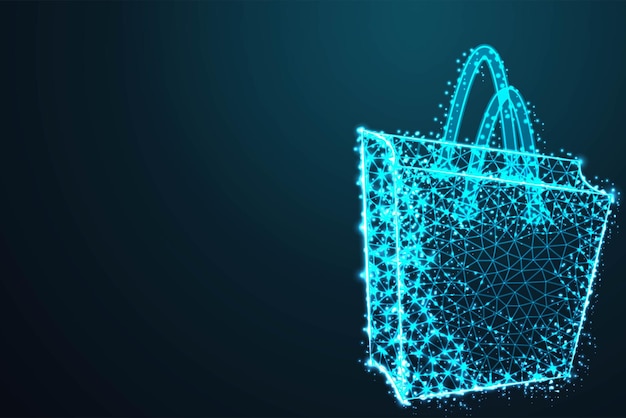 Promoción de descuento de gran venta de bolsas de compras con borde desmenuzado en el cielo nocturno azul con estrellas de puntos y parece una ilustración de constelación