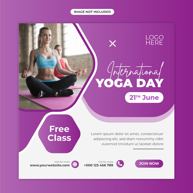 Promoción del Día Internacional del Yoga para clases gratuitas en las redes sociales