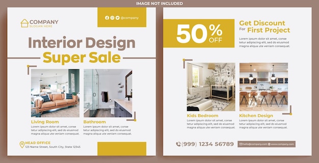 Promoción de diseño de interiores Feed Instagram en estilo de diseño moderno