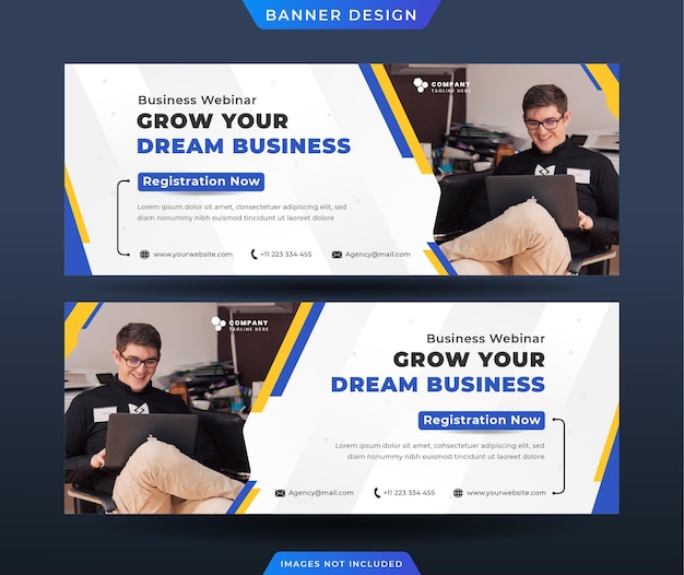 Promoción empresarial y banner web de redes sociales corporativas y plantilla de diseño de foto de portada de Facebook