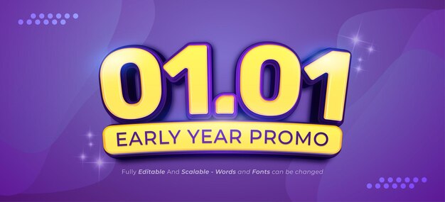 Promoción especial de principios de año en la venta 0101 con números de efectos de texto 3d