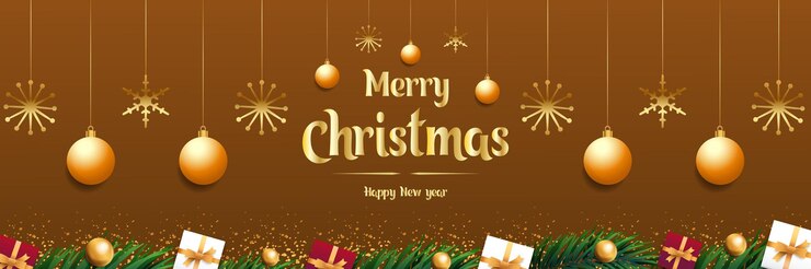 Promoción de fondo de feliz Navidad con estrellas doradas y elementos de Navidad realistas Vector