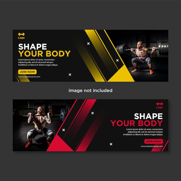 Promoción Gimnasio y fitness banner de redes sociales plantilla de portada de facebook