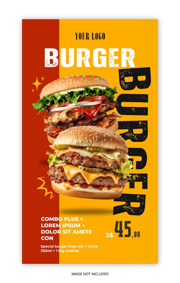 Promoción de hamburguesas en Instagram y banner