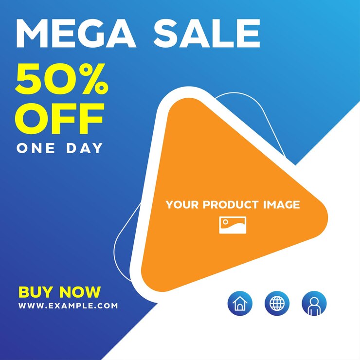Vector promoción de mega venta de diseño de maqueta de plantilla de banner comercial