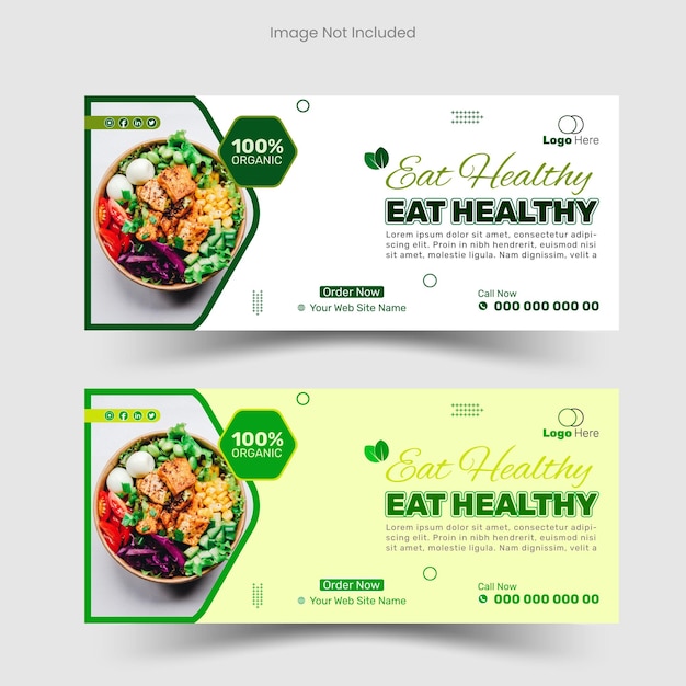 Promoción de menú de comida plantilla de banner de portada de facebook de redes sociales