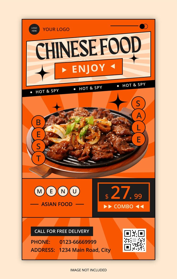 Promoción de un menú especial de comida china asiática en Instagram