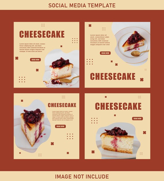 Promoción del menú de la plantilla de cheesecake en las redes sociales