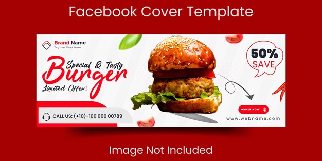 Promoción de menú de restaurante y comida y plantilla de banner de portada de facebook de redes sociales y banner web