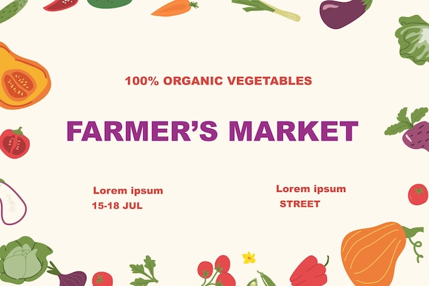 Promoción del mercado de los agricultores con hortalizas ecológicas y detalles de los eventos
