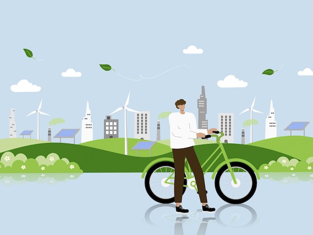 Promoción de métodos de transporte ecológicos a través de la ilustración vectorial del ciclismo