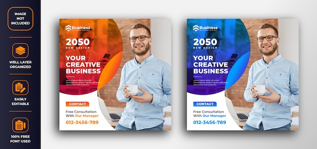 Promoción de negocios y plantilla de diseño de banner web corporativo