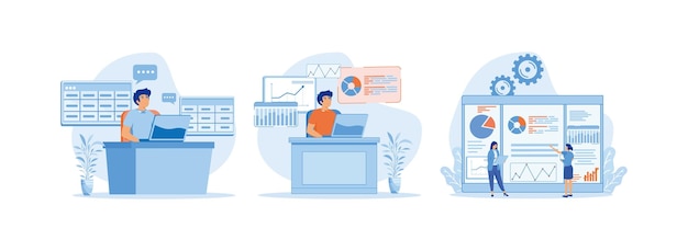 Promoción de los objetivos de marketing interno de la empresa utilizando computadoras portátiles y tablas de Excel