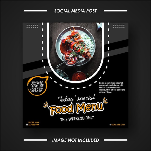 Vector promoción de redes sociales de alimentos y plantilla de diseño de publicación de banner