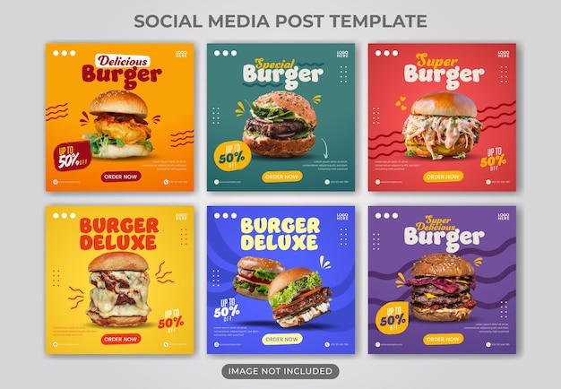 Promoción de redes sociales de alimentos y plantilla de diseño de publicación de banner