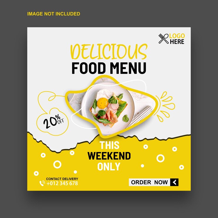 Promoción de redes sociales de comida de plantilla