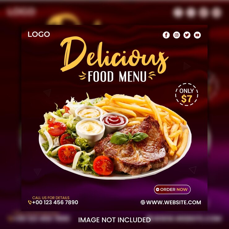 Promoción de redes sociales de menú de comida súper deliciosa vectorial o plantilla de diseño de banner web de instagram