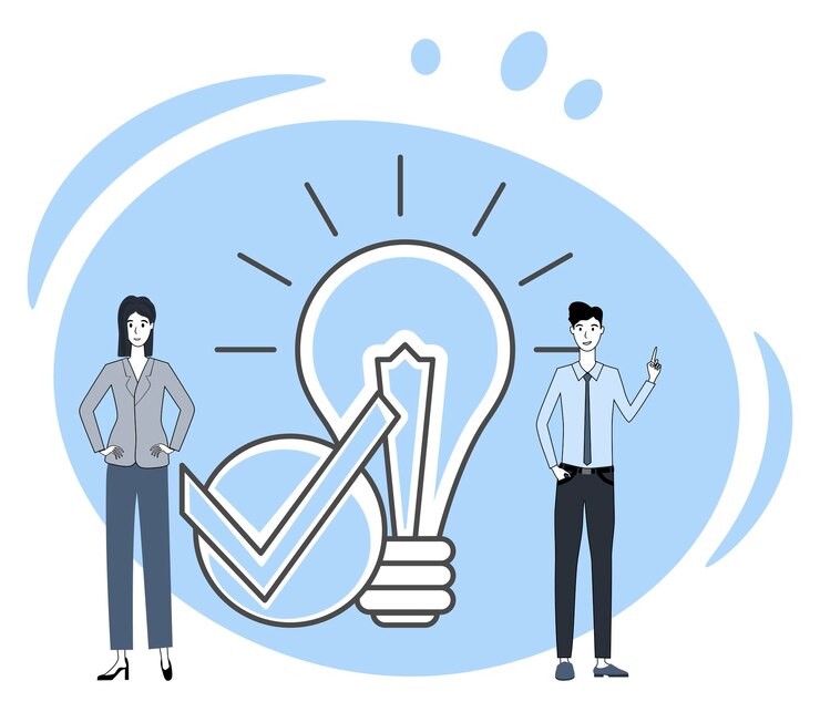 Vector promoción de una startup búsqueda de ideas y lluvia de ideas