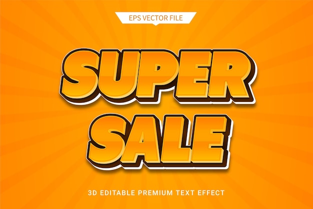 promoción de super venta efecto de estilo de texto editable 3d vector premium
