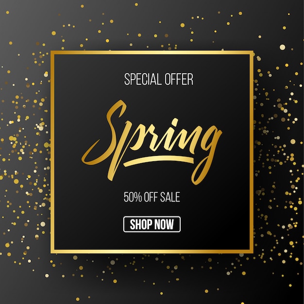 promoción de la temporada de primavera banner oro