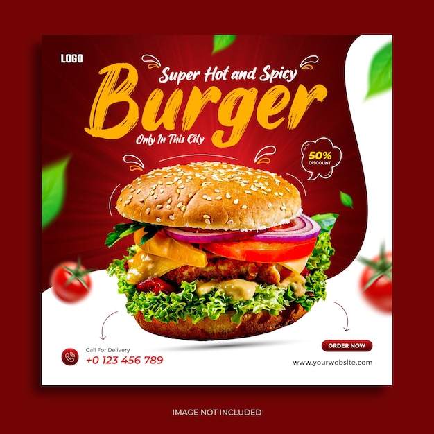 Vector promoción de vectores de redes sociales de alimentos y plantilla de diseño de publicación de banner de instagram