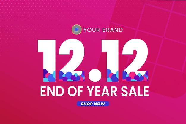 Promoción de venta 12.12 venta de fin de año sobre fondo magenta