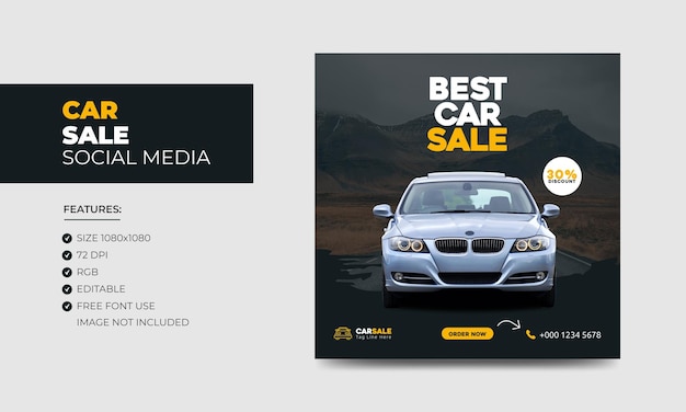 Promoción de venta de automóviles redes sociales facebook instagram post banner plantilla de diseño